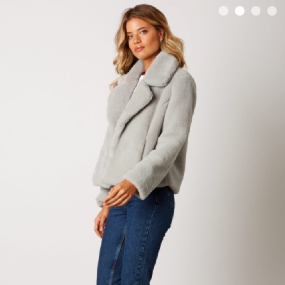 Gray Faux Fur Coat - Picture 3 of 6